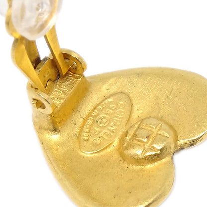 Chanel Heart Clip-On Earrings Gold 95P