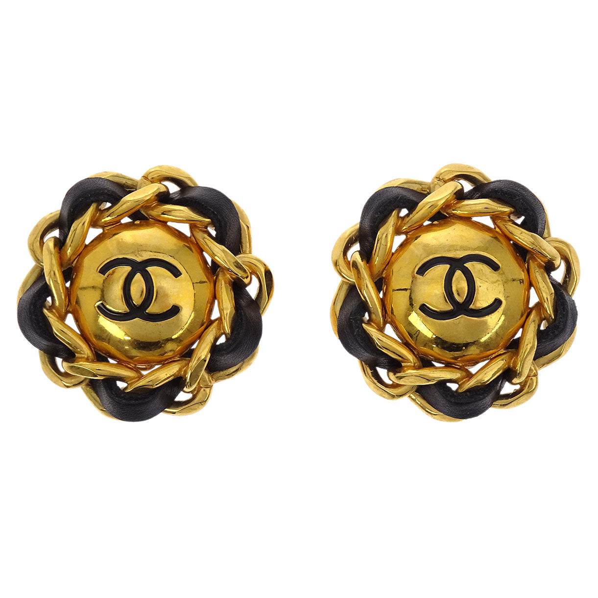 Chanel Gold Button Clip-On Earrings 93A