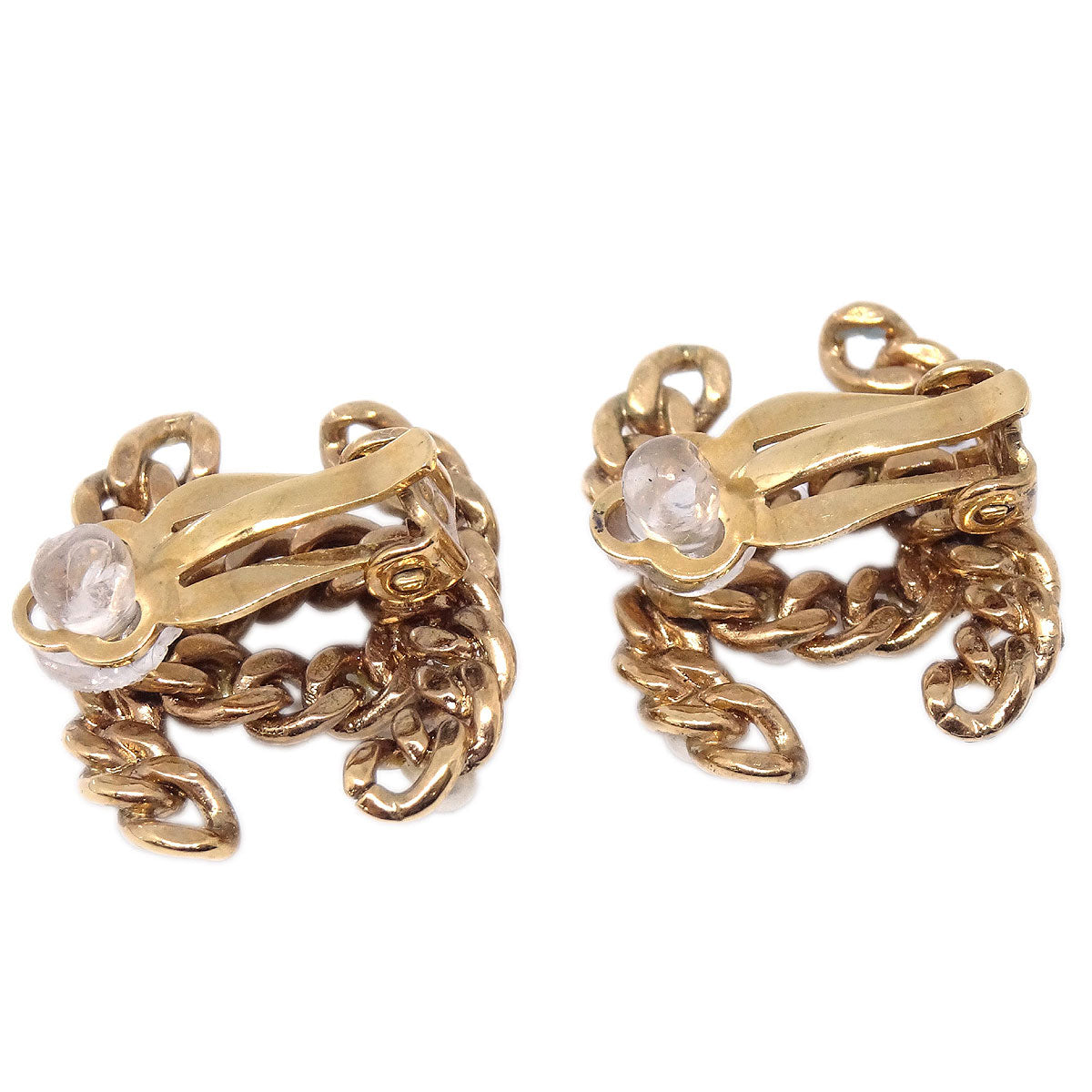 Chanel Gold CC Clip-On Earrings Costume Pearl 03A