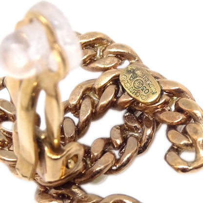 Chanel Gold CC Clip-On Earrings Costume Pearl 03A