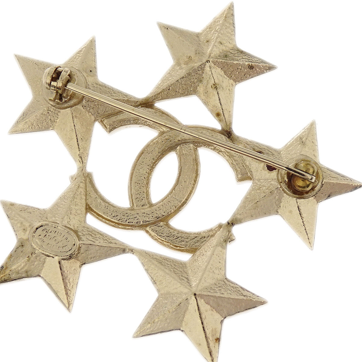 Chanel Star CC Brooch Pin Gold Rhinestone A17C