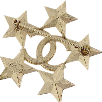 Chanel Star CC Brooch Pin Gold Rhinestone A17C