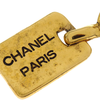 Chanel Dangle Clip-On Earrings Rectangle Rhombus Gold 2448