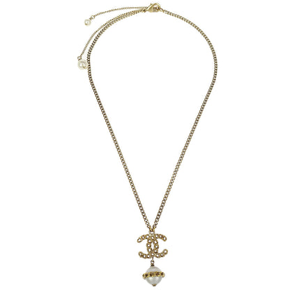 Chanel Charm CC Gold Chain Necklace Costume Pearl B16B