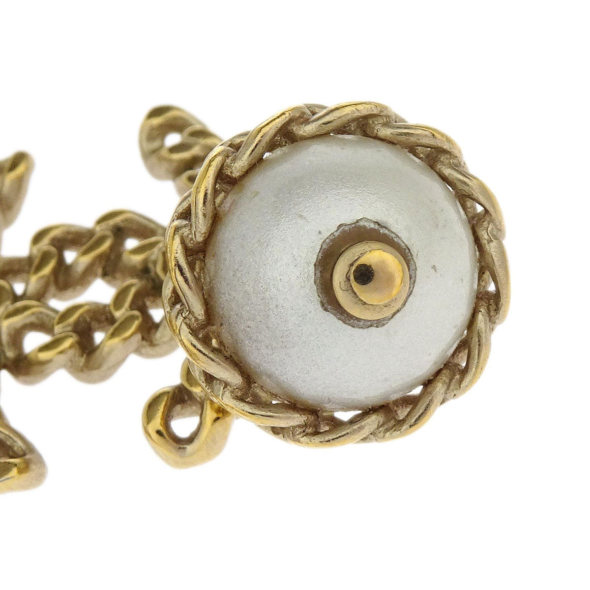 Chanel Charm CC Gold Chain Necklace Costume Pearl B16B