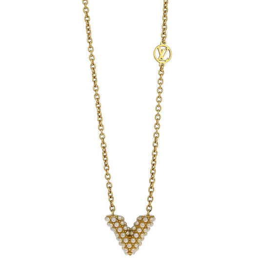 Louis Vuitton Gold Collier Essential V Perle Necklace M68358 VA0179