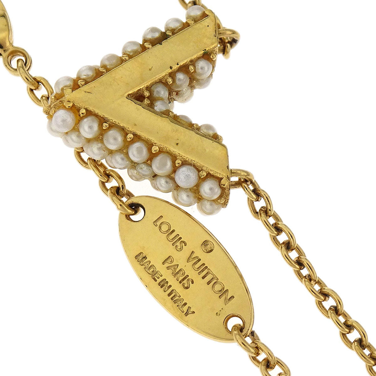 Louis Vuitton Gold Collier Essential V Perle Necklace M68358 VA0179