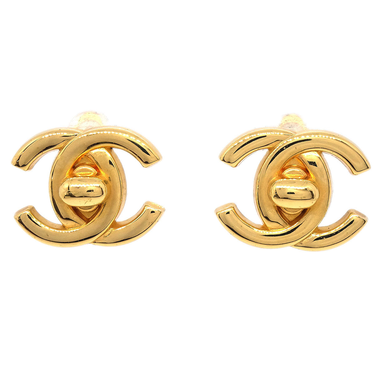 Chanel CC Turnlock Clip-On Earrings Gold Small 97A