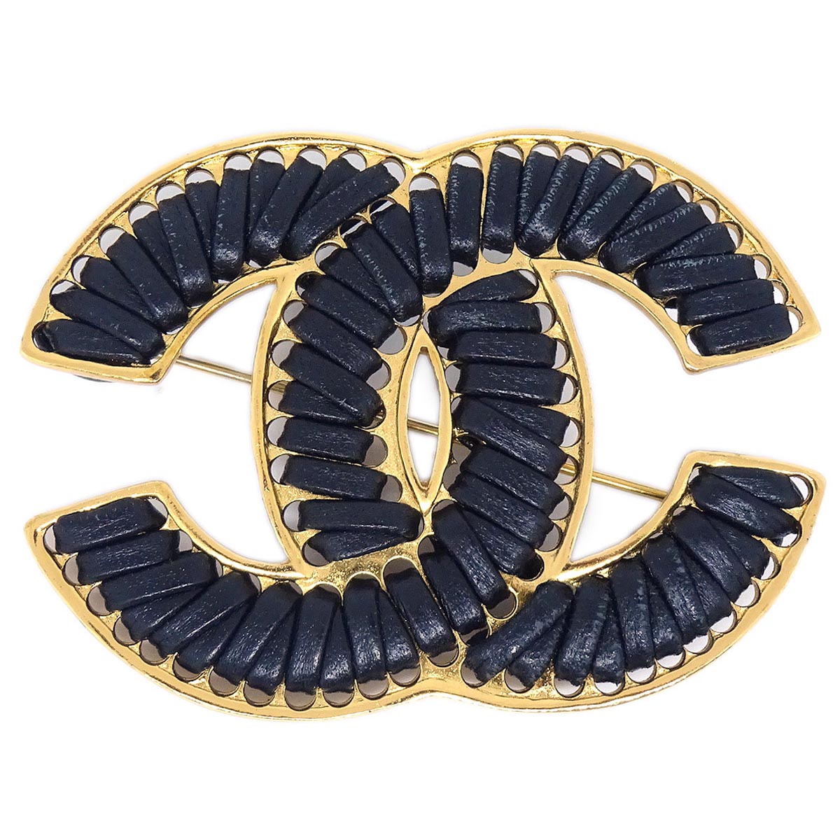 Chanel CC Brooch Pin Black 03P