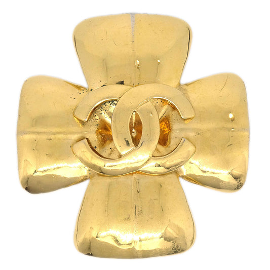 Chanel Cross Brooch Pin Gold 97P