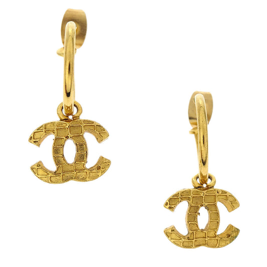 Chanel Dangle CC Pierced Earrings Gold 00A