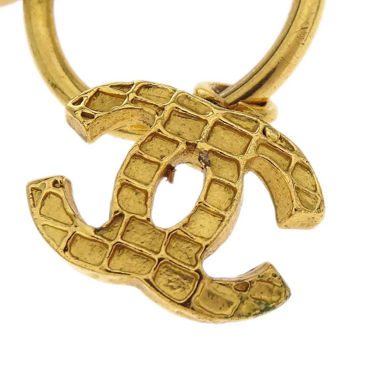 Chanel Dangle CC Pierced Earrings Gold 00A