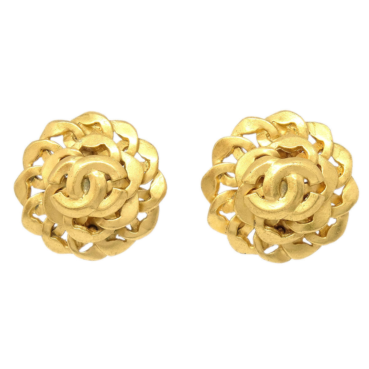 Chanel Button Clip-On Earrings Gold 98P