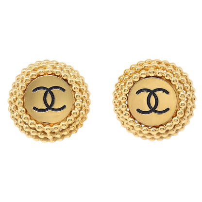 Chanel Button Clip-On Earrings Gold