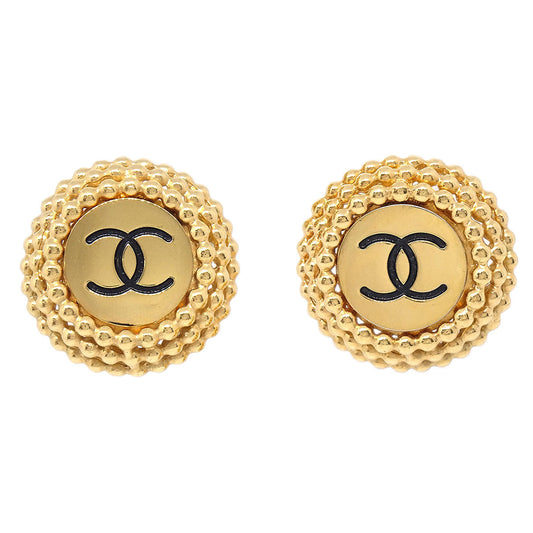 Chanel Button Clip-On Earrings Gold