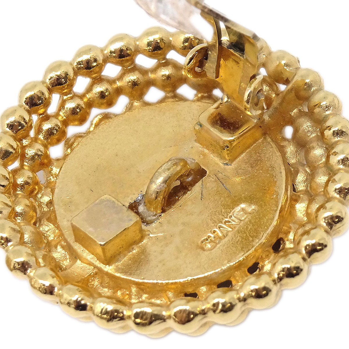 Chanel Button Clip-On Earrings Gold