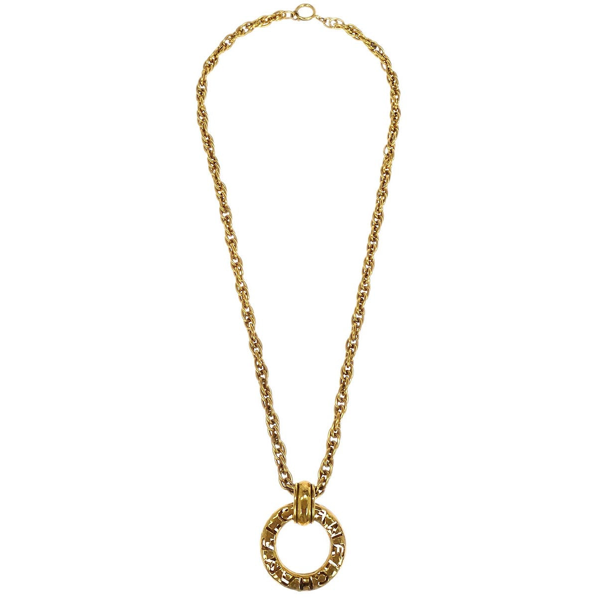 Chanel Gold Chain Pendant Necklace Medallion 3765