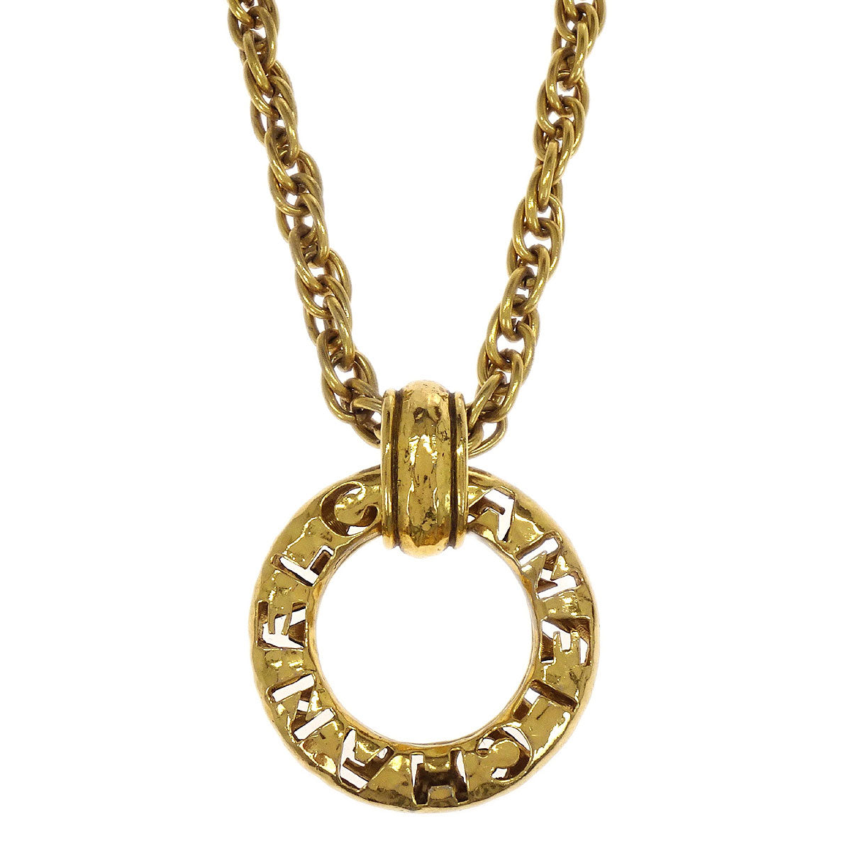 Chanel Gold Chain Pendant Necklace Medallion 3765