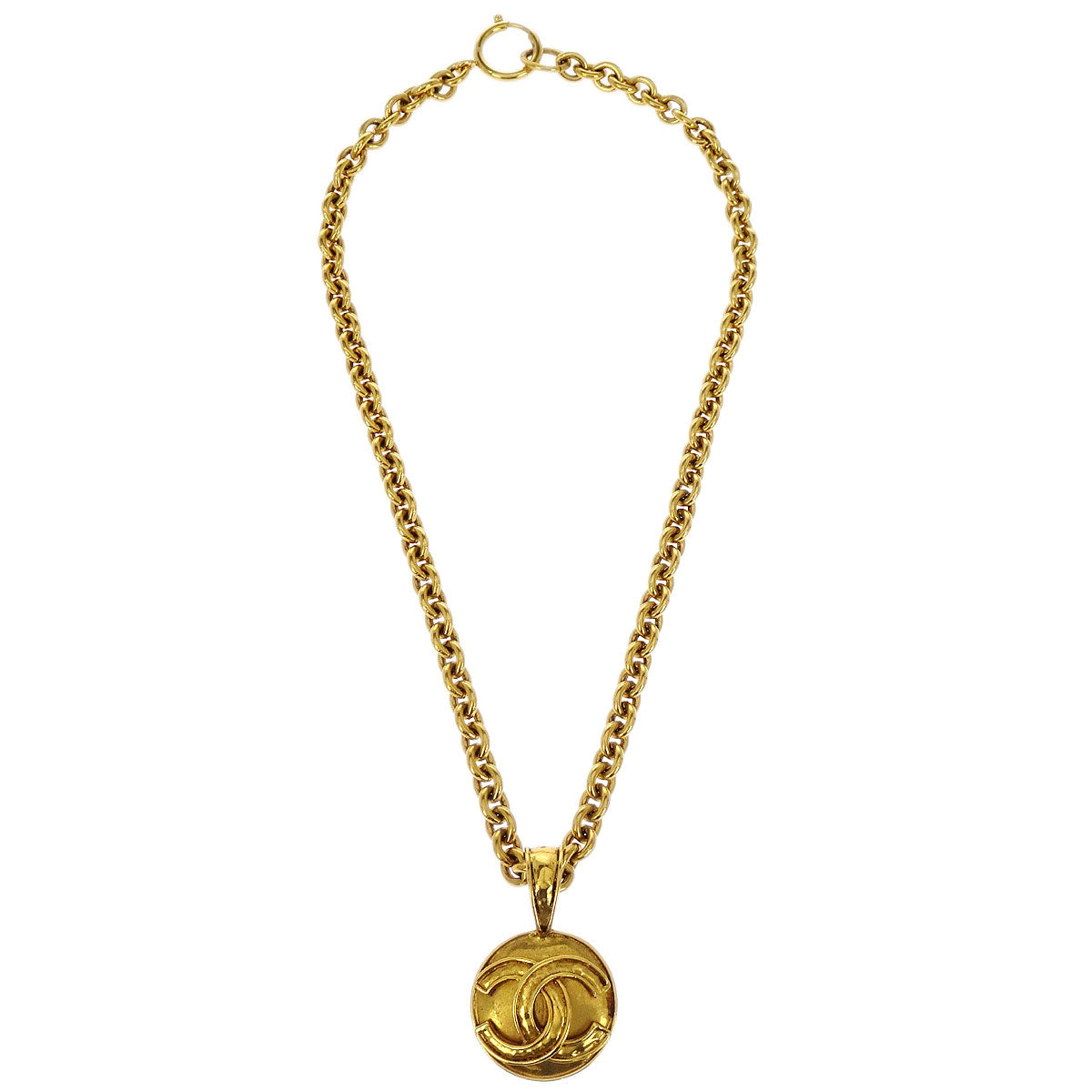 Chanel Medallion Gold Chain Pendant Necklace 94P
