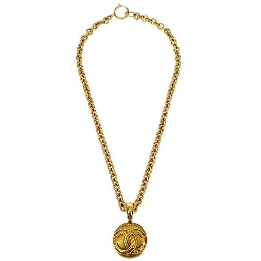 Chanel Medallion Gold Chain Pendant Necklace 94P