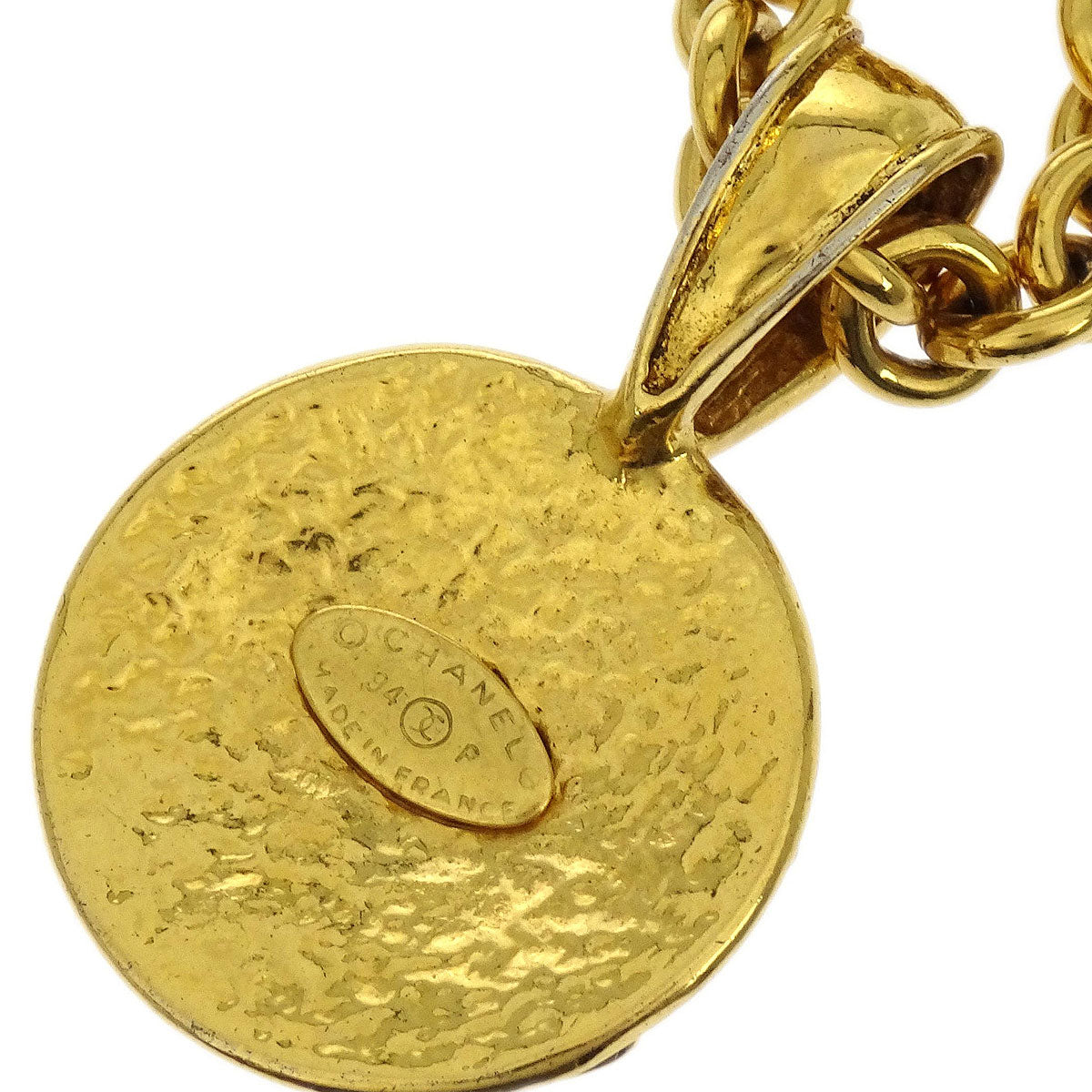 Chanel Medallion Gold Chain Pendant Necklace 94P