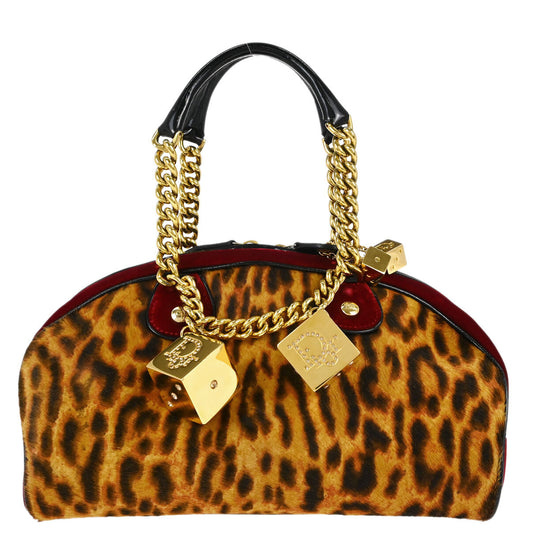Christian Dior Brown Pony Hair Gambler Dice Handbag