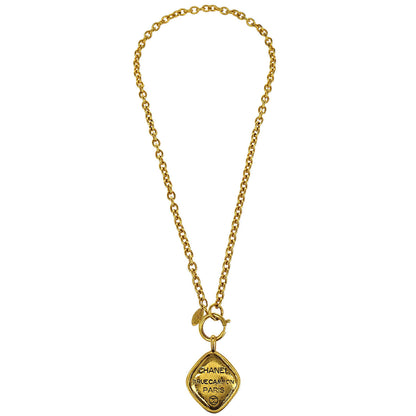 Chanel Rhombus Chain Pendant Necklace Gold