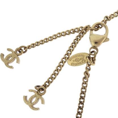 Chanel Charm CC Gold Chain Necklace Costume Pearl A12A