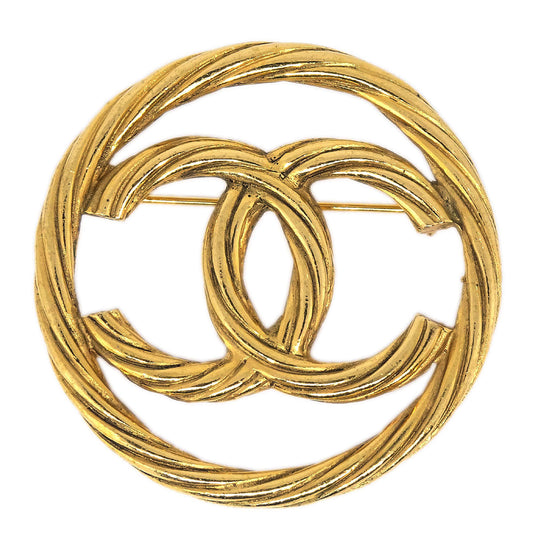 Chanel Medallion Brooch Pin Gold 1268
