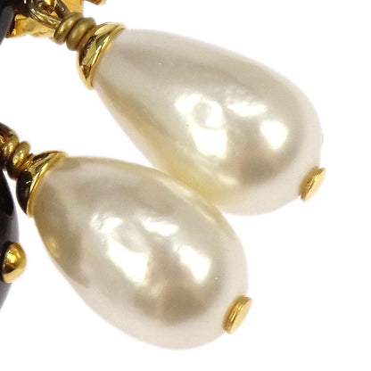 Chanel Gold Costume Pearl Dangle Clip-On Earrings 96C