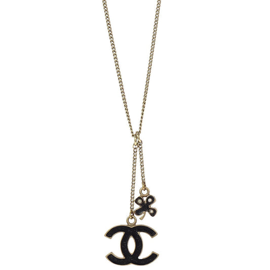 Chanel Charm CC Gold Chain Necklace Rhinestone Costume Pearl 07A
