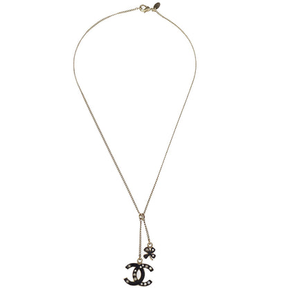 Chanel Charm CC Gold Chain Necklace Rhinestone Costume Pearl 07A