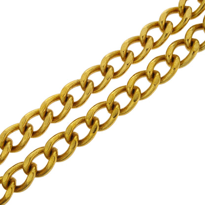 Chanel Turnlock Charm Gold Chain Necklace Rhinestone 96A
