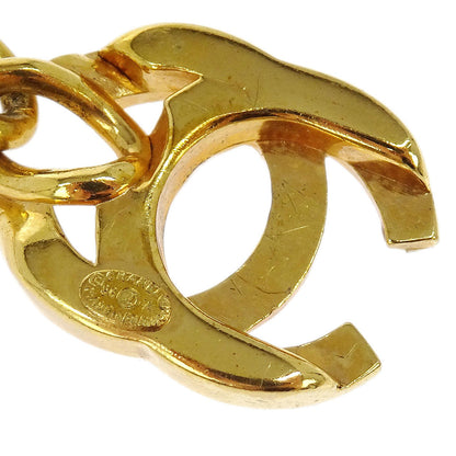 Chanel Turnlock Charm Gold Chain Necklace Rhinestone 96A