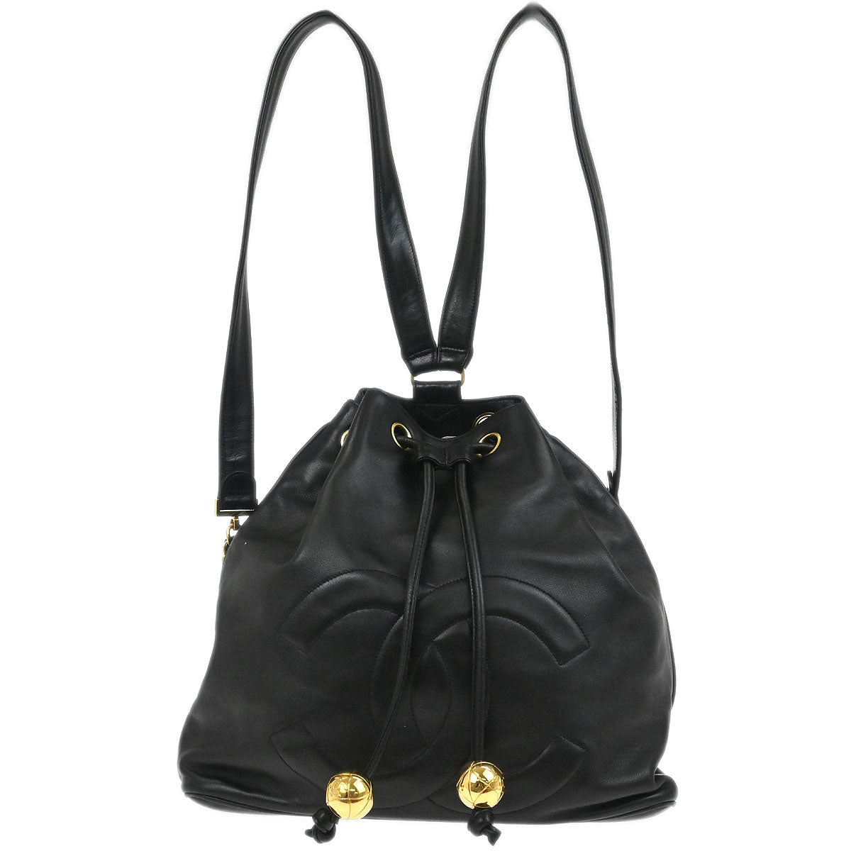 Chanel 1994-1996 Black Lambskin Drawstring Backpack