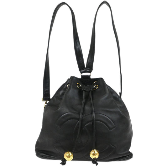Chanel 1994-1996 Black Lambskin Drawstring Backpack