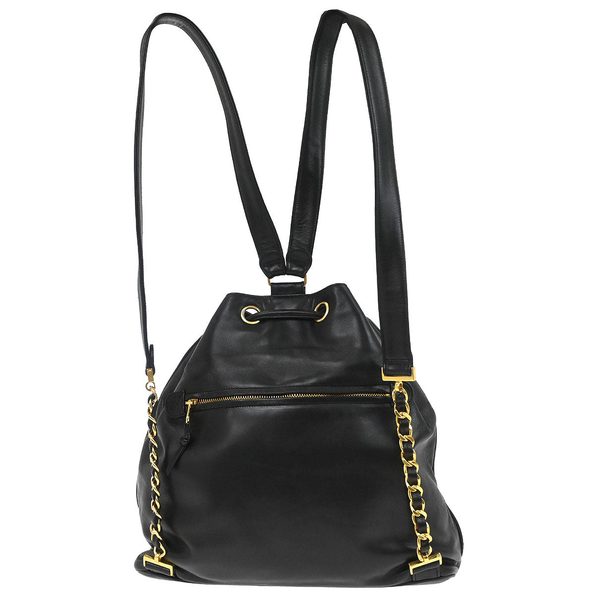 Chanel 1994-1996 Black Lambskin Drawstring Backpack