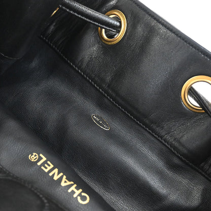 Chanel 1994-1996 Black Lambskin Drawstring Backpack