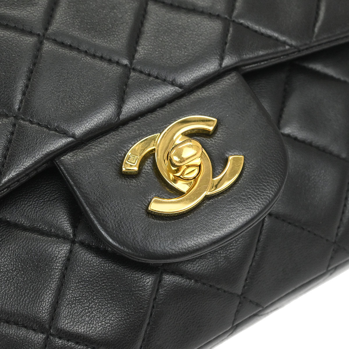 Chanel 1994-1996 Black Lambskin Small Classic Double Flap Shoulder Bag