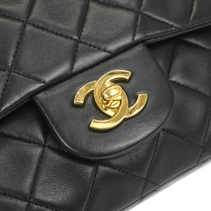 Chanel 1994-1996 Black Lambskin Small Classic Double Flap Shoulder Bag