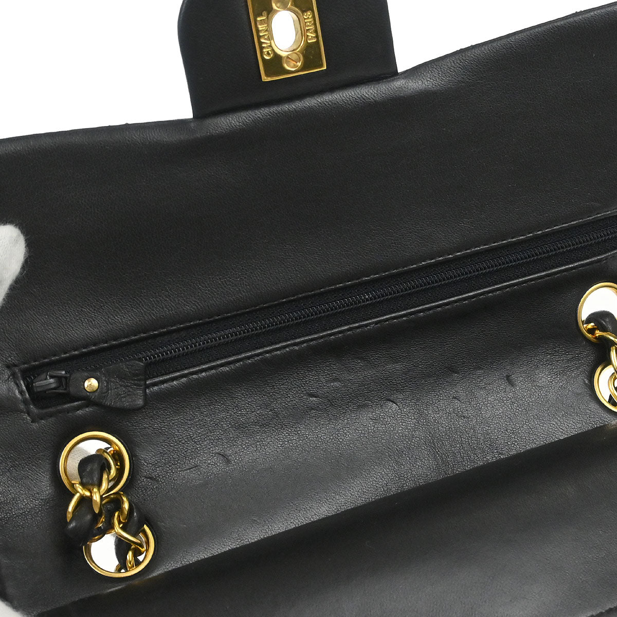 Chanel 1994-1996 Black Lambskin Small Classic Double Flap Shoulder Bag