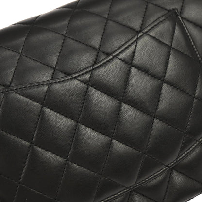 Chanel 2010-2011 Black Lambskin Medium Classic Double Flap Shoulder Bag