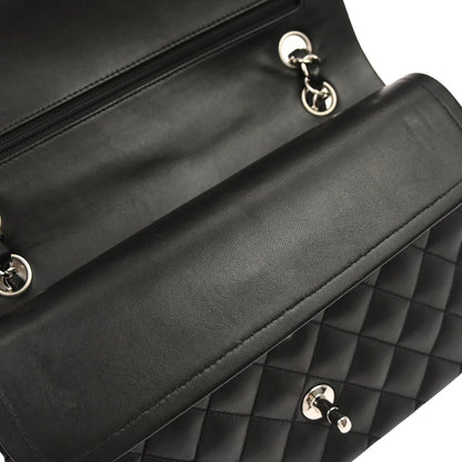 Chanel 2010-2011 Black Lambskin Medium Classic Double Flap Shoulder Bag