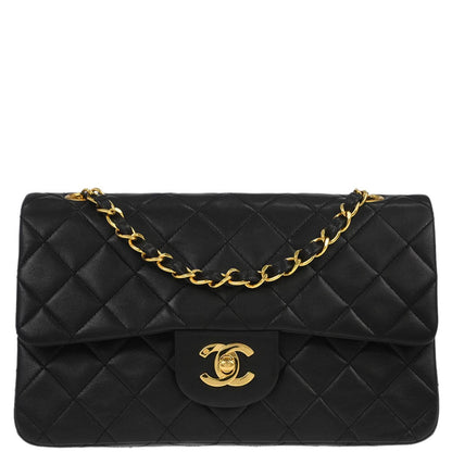 Chanel Black Lambskin Small Classic Double Flap Shoulder Bag