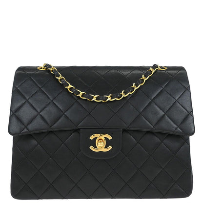Chanel Black Lambskin Classic Double Flap Shoulder Bag