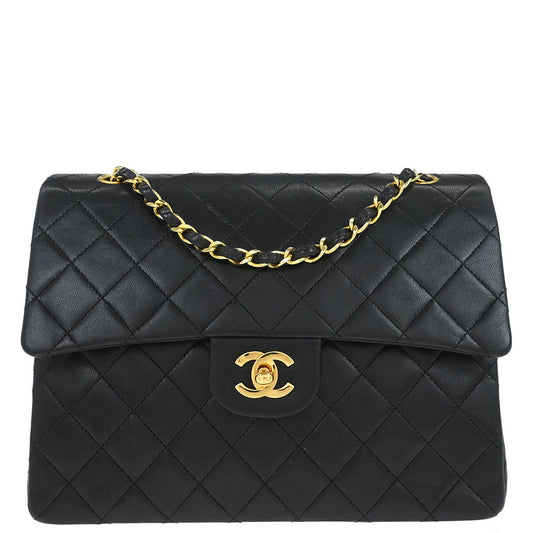 Chanel Black Lambskin Classic Double Flap Shoulder Bag