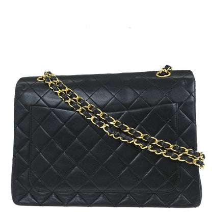 Chanel Black Lambskin Classic Double Flap Shoulder Bag