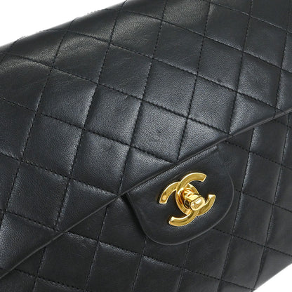 Chanel Black Lambskin Classic Double Flap Shoulder Bag