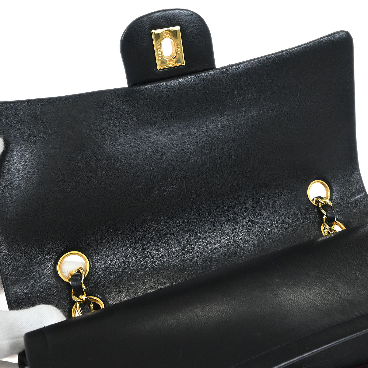 Chanel Black Lambskin Classic Double Flap Shoulder Bag