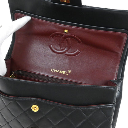 Chanel Black Lambskin Classic Double Flap Shoulder Bag